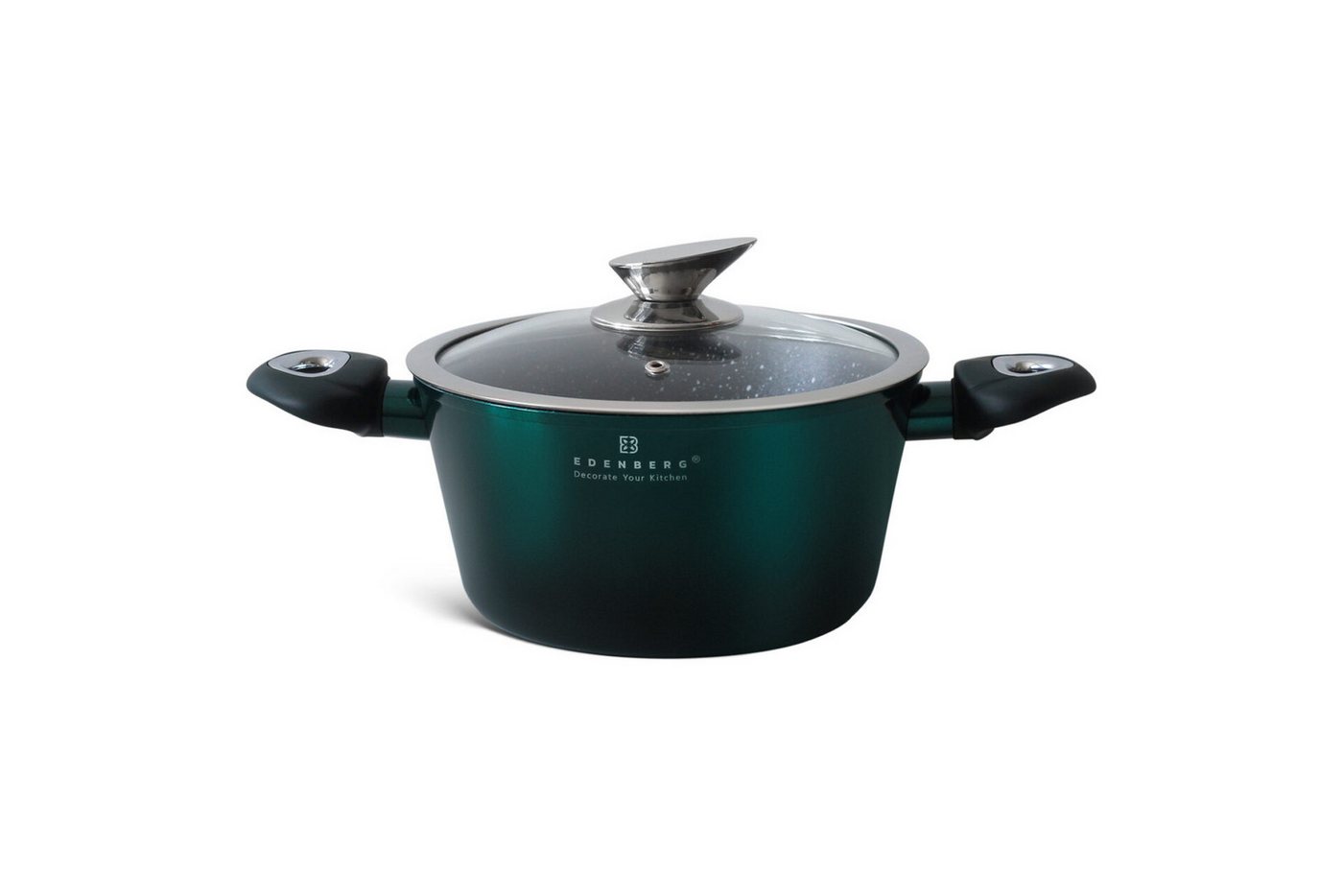 Edenberg Topf-Set Wunderschönes dunkelgrünes Topfset mit Kasserolle, Pfannen, Aluminiumguss, Keramik, Edelstahl (Schöne Töpfe mit einzigartigem Design, 15-tlg., – Bild 4 von 5