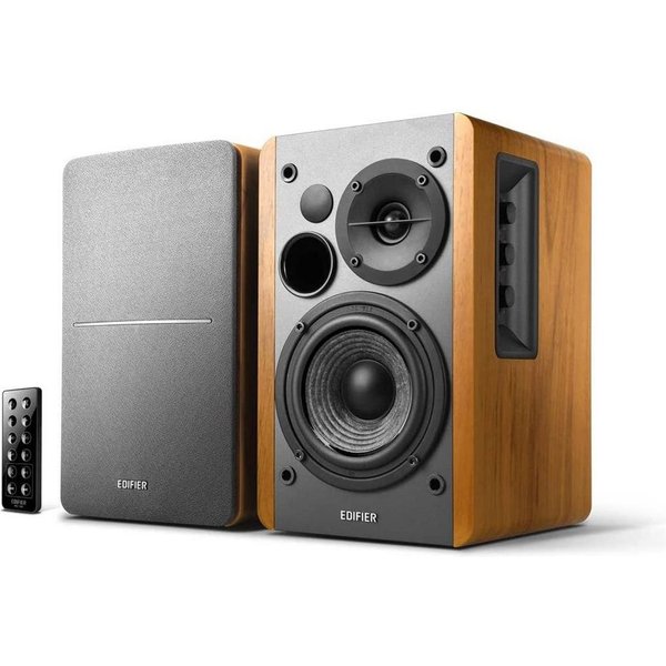 Edifier® R1280DB Bluetooth-Lautsprecher Stereo (Bluetooth, 42 W, Infrarot-Fernbedienung, Regallautsprecher, Holzfarbe)