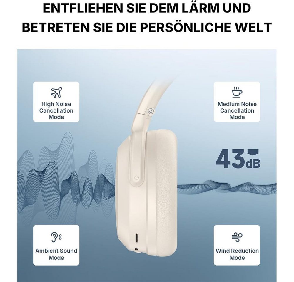 Edifier® WH700NB PRO kabellose Bluetooth Kopfhörer Over-Ear-Kopfhörer (KI-optimiertes Noice Canceling AAC Beamforming, MultiPoint Verbindung) – Bild 3 von 5