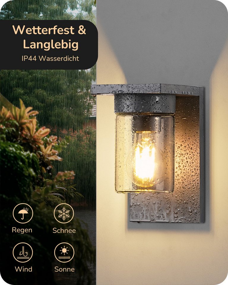 EDISHINE Außen-Wandleuchte, ohne Leuchtmittel, für Hauswand, Garage, Vordach – Bild 3 von 5