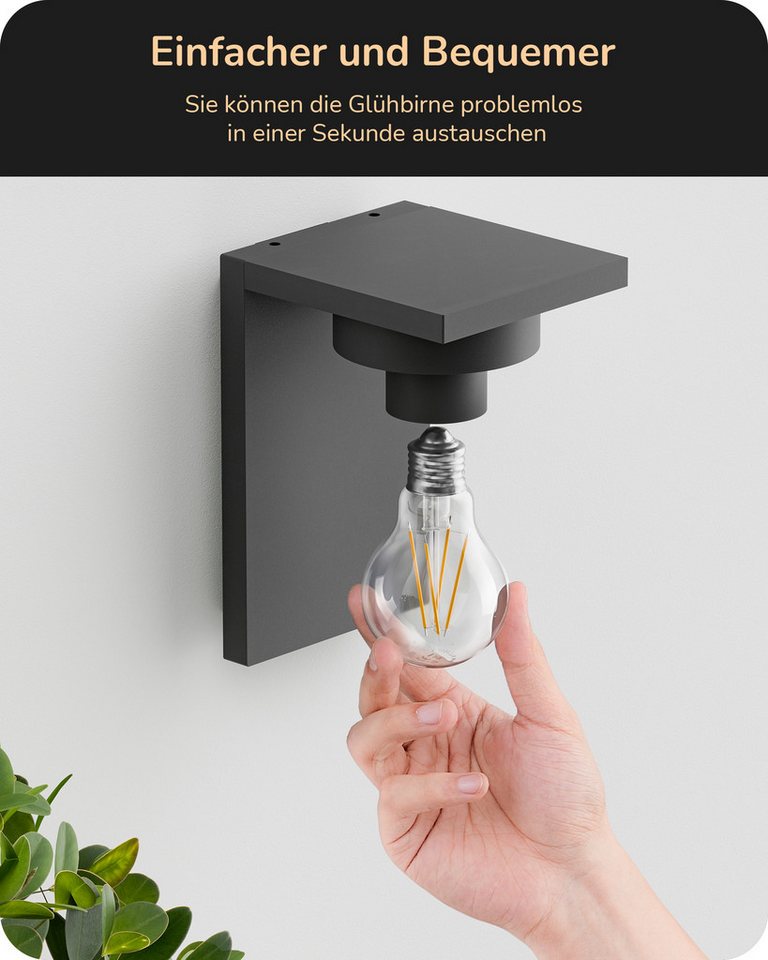 EDISHINE Außen-Wandleuchte, ohne Leuchtmittel, für Hauswand, Garage, Vordach – Bild 5 von 5