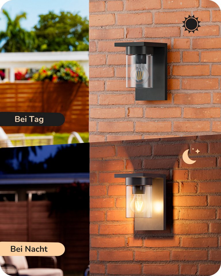 EDISHINE Außen-Wandleuchte, ohne Leuchtmittel, für Hauswand, Garage, Vordach – Bild 4 von 5