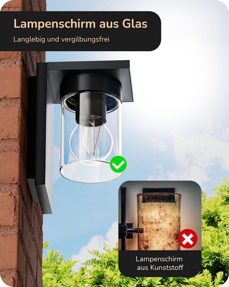 EDISHINE Außen-Wandleuchte, ohne Leuchtmittel, für Hauswand, Garage, Vordach – Bild 5 von 5