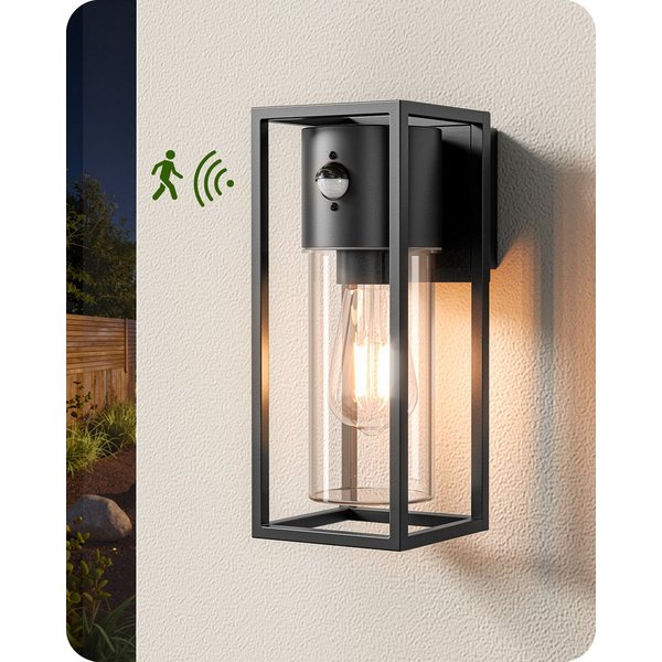 EDISHINE Außen-Wandleuchte mit Bewegungsmelder, ohne Leuchtmittel, moderne Wandlampe für Garten, Fassade und Haustür