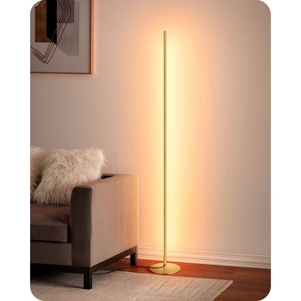 EDISHINE LED Stehlampe Wohnzimmer dimmbar, LED fest integriert, warmweiß, Minimalistische Stehleuchte, Gold