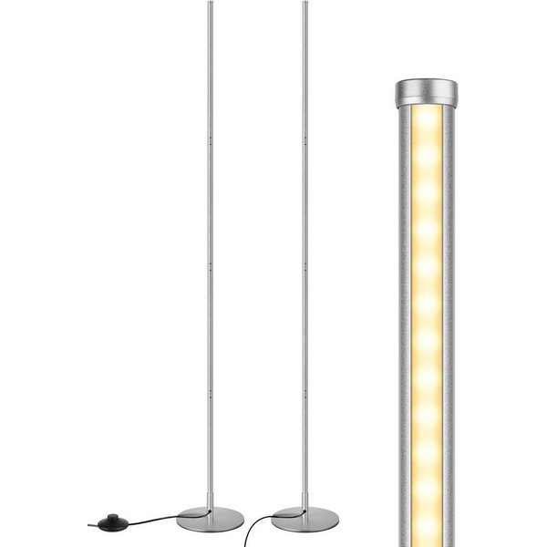 EDISHINE LED Stehlampe Wohnzimmer dimmbar, LED fest integriert, warmweiß, Minimalistische Stehleuchte, Silber