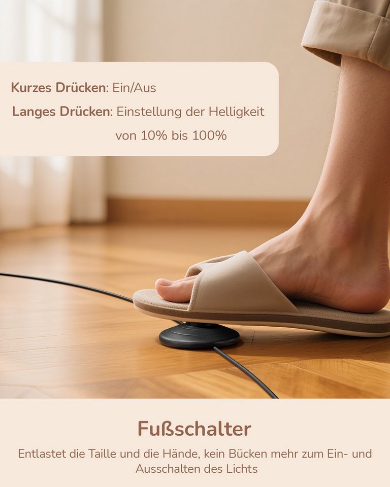 EDISHINE LED Stehlampe Wohnzimmer dimmbar, LED fest integriert, warmweiß, Minimalistische Stehleuchte, Silber – Bild 5 von 5