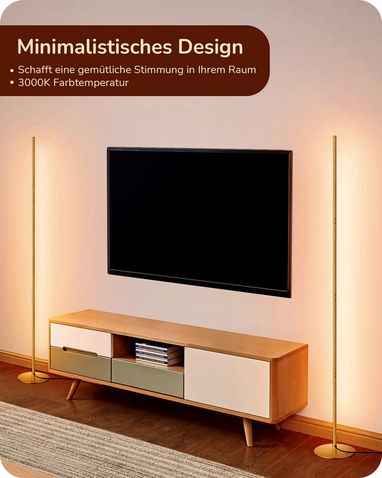 EDISHINE LED Stehlampe Wohnzimmer dimmbar, LED fest integriert, warmweiß, Minimalistische Stehleuchte – Bild 5 von 5