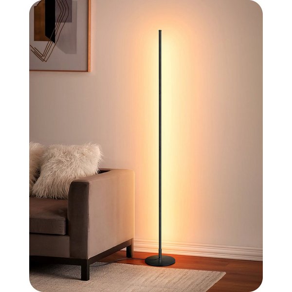 EDISHINE LED Stehlampe Wohnzimmer dimmbar, LED fest integriert, warmweiß, Minimalistische Stehleuchte, Schwarz