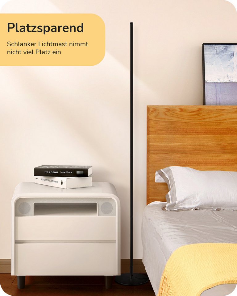 EDISHINE LED Stehlampe Wohnzimmer dimmbar, LED fest integriert, warmweiß, Minimalistische Stehleuchte, Schwarz – Bild 3 von 5