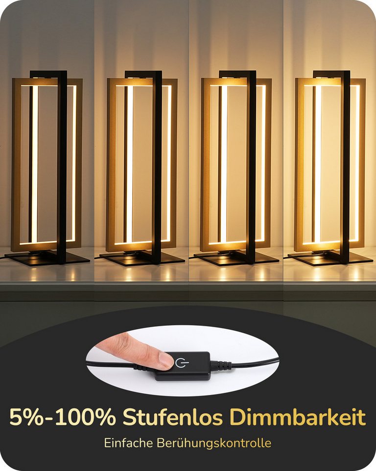 EDISHINE LED Tischleuchte Drehbare, Touch Dimmbare Nachttischlampe deko, LED fest integriert, 3 Farbtemperaturen (3000K-4500K-6000K), Industrielle Tischleuchte  – Bild 3 von 5