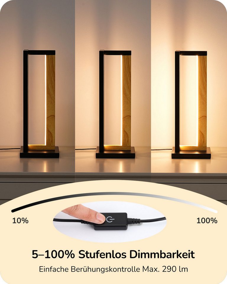 EDISHINE LED Tischleuchte Drehbare, Touch Dimmbare Nachttischlampe deko, LED fest integriert, Tischlampe aus Metall, 3 Farbtemperaturen – Bild 4 von 5