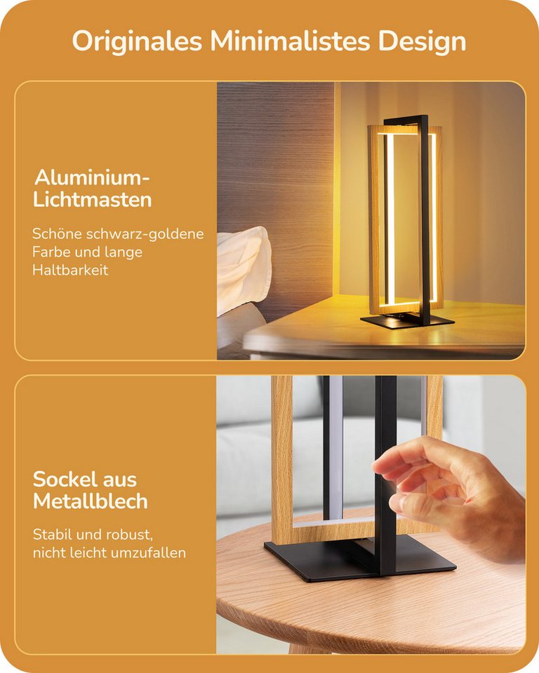 EDISHINE LED Tischleuchte Drehbare, Touch Dimmbare Nachttischlampe deko, LED fest integriert, Industrielle Tischlampe aus Metall, 3 Farbtemperaturen – Bild 5 von 5