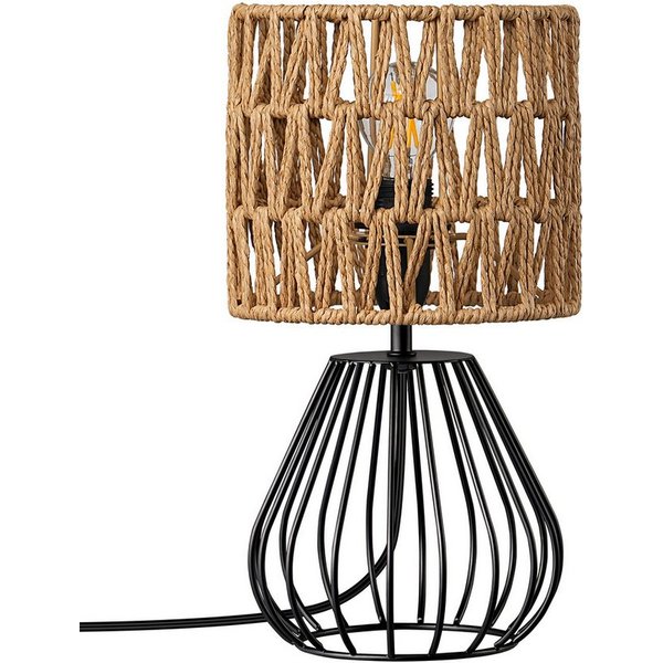 EDISHINE Nachttischlampe Dekolampe H29 cm mit Metallfuß, LED wechselbar, 2700 K Warmweiß, Vintage Tischleuchte mit E14 Leuchtmittel, für Fensterbank, Geschenk