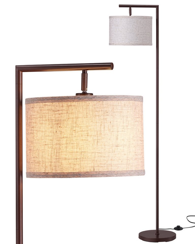 EDISHINE Stehlampe Wohnzimmer 160cm, Lampenschirm verstellbar, LED wechselbar, warmweiß, mit Lampenschirm aus Leinen, Rotbraun – Bild 2 von 5