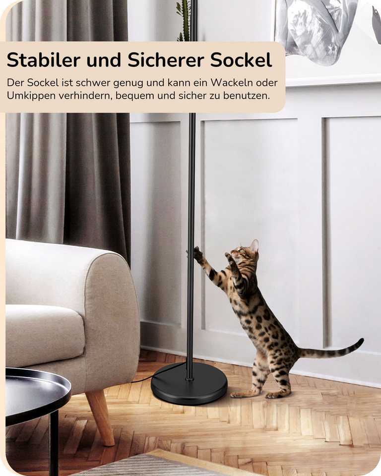 EDISHINE Stehlampe Wohnzimmer 160cm, Lampenschirm verstellbar, LED wechselbar, warmweiß, mit Lampenschirm aus Leinen, Schwarz – Bild 4 von 5