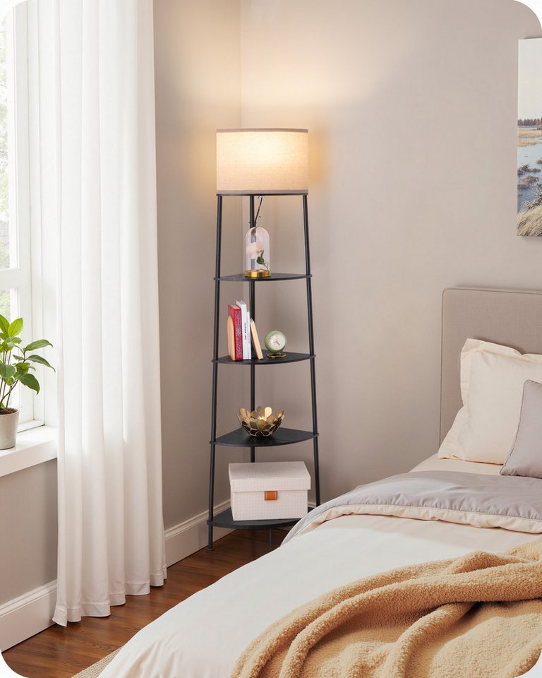 EDISHINE Stehlampe Wohnzimmer, LED wechselbar, warmweiß, LED Stehleuchte mit Regal – Bild 4 von 5