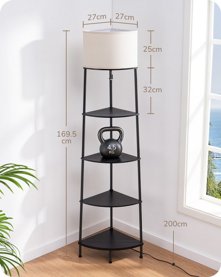 EDISHINE Stehlampe Wohnzimmer, LED wechselbar, warmweiß, LED Stehleuchte mit Regal – Bild 5 von 5