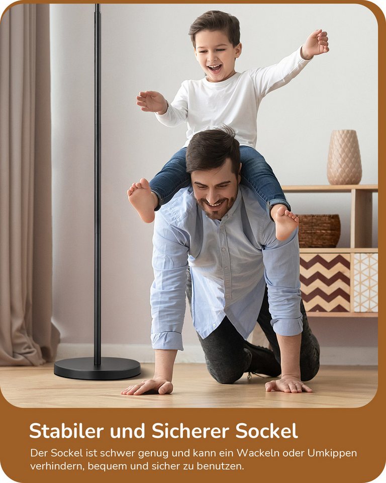 EDISHINE Stehlampe Wohnzimmer, mit E27 LED-Glühbirne, warmweiß, 161cm Bogenlampe mit verstellbarem Leinen-Lampenschirm, Schwarz – Bild 4 von 5
