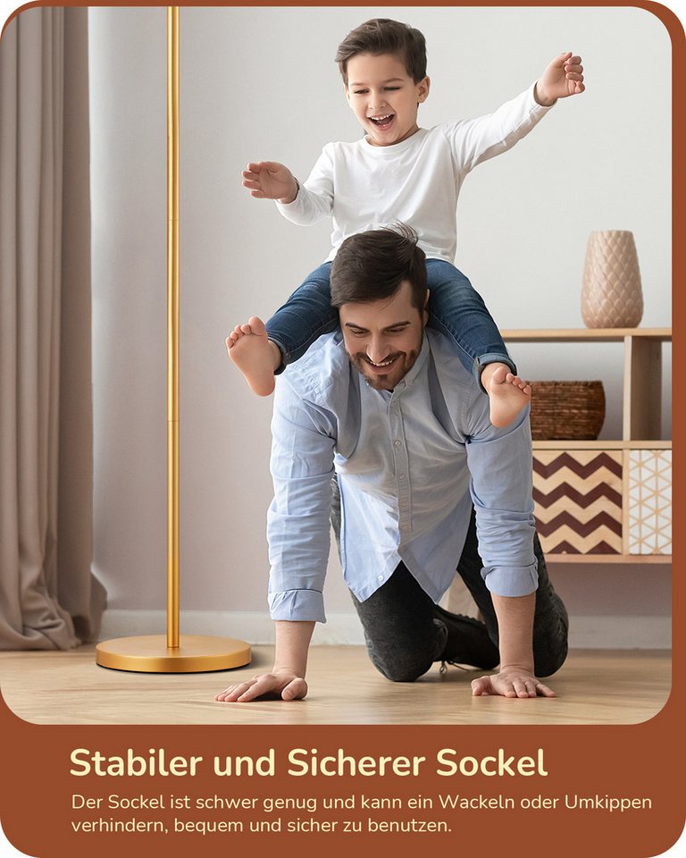 EDISHINE Stehlampe Wohnzimmer, mit E27 LED-Glühbirne, warmweiß, 161cm Bogenlampe mit Leinen-Lampenschirm, Gold – Bild 5 von 5