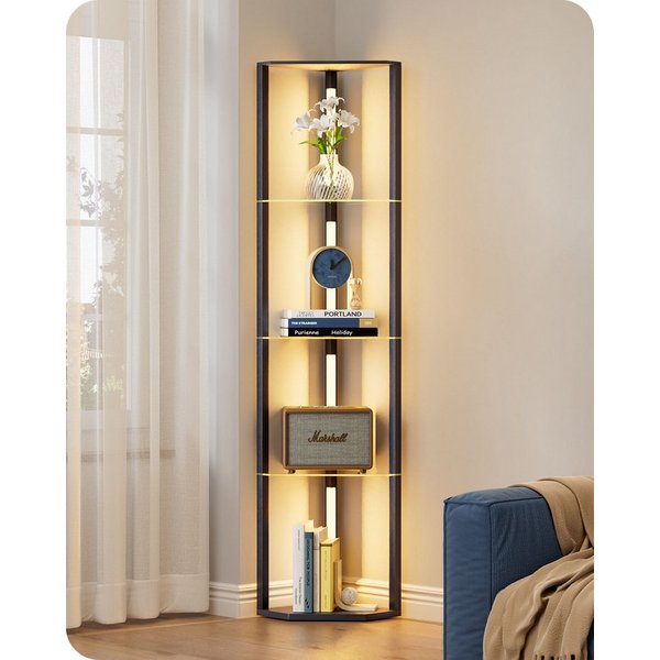 EDISHINE Stehlampe Wohnzimmer Dimmbar, Standleuchte mit Ablage, Ohne RGB, LED fest integriert, warmweiß bis kaltweiß dimmbar, LED Dimmbar Stehleuchte, Regal mit