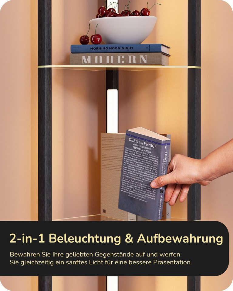 EDISHINE Stehlampe Wohnzimmer Dimmbar, Standleuchte mit Ablage, Ohne RGB, LED fest integriert, warmweiß bis kaltweiß dimmbar, LED Dimmbar Stehleuchte, Regal mit – Bild 4 von 5
