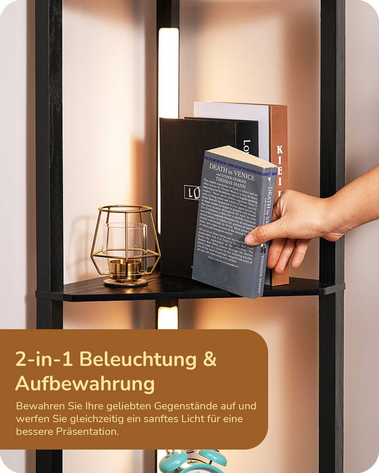 EDISHINE Stehlampe Wohnzimmer Dimmbar, Standleuchte mit Ablage, Ohne RGB, LED fest integriert, warmweiß bis kaltweiß dimmbar, LED Dimmbar Stehleuchte, Regal mit – Bild 4 von 5