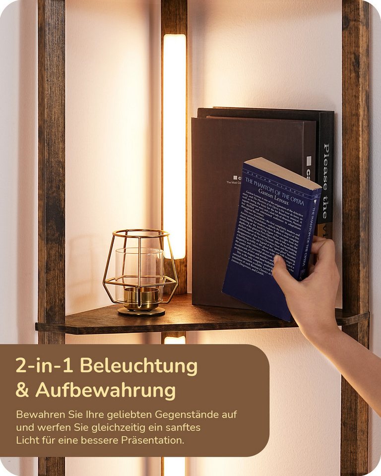 EDISHINE Stehlampe Wohnzimmer Dimmbar, Standleuchte mit Ablage, Ohne RGB, LED fest integriert, warmweiß bis kaltweiß dimmbar, LED Dimmbar Stehleuchte, Regal mit – Bild 4 von 5