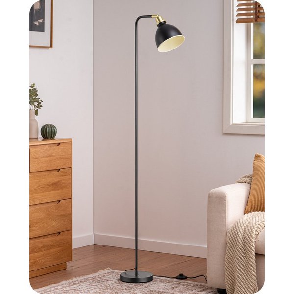 EDISHINE Stehlampe Wohnzimmer, LED wechselbar, warmweiß, Leselampe für Büro & Arbeitszimmer, Schwarz, 155cm