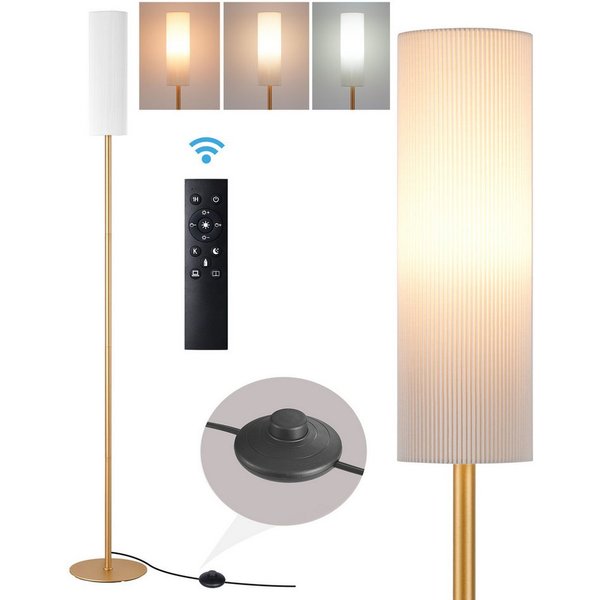 EDISHINE Stehlampe Wohnzimmer, LED wechselbar, warmweiß bis kaltweiß dimmbar, Stehlampe 165cm mit Fernbedienung