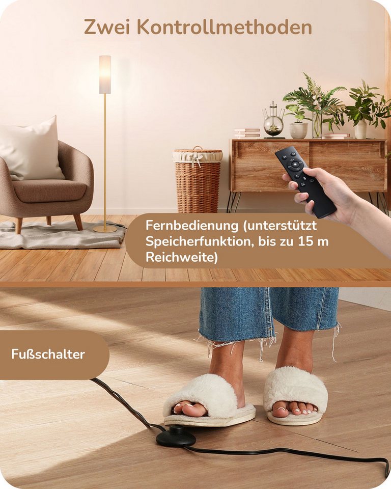 EDISHINE Stehlampe Wohnzimmer, LED wechselbar, warmweiß bis kaltweiß dimmbar, Stehlampe 165cm mit Fernbedienung – Bild 4 von 5