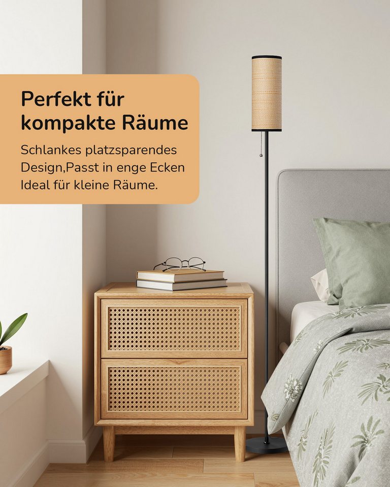 EDISHINE Stehlampe Wohnzimmer, LED wechselbar, Warmweiß, Moderne Stehleuchte Schwarz – Bild 3 von 5