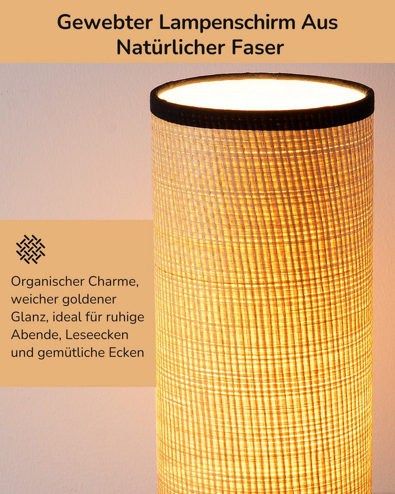 EDISHINE Stehlampe Wohnzimmer, LED wechselbar, Warmweiß, Moderne Stehleuchte Schwarz – Bild 4 von 5