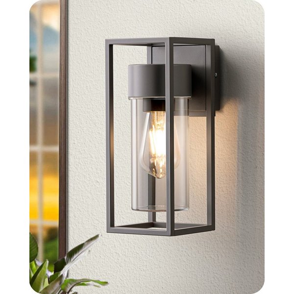 EDISHINE Wandleuchte, ohne Leuchtmittel, Wandbeleuchtung für Hauswand, Terrassenbeleuchtung, Rauchgrau