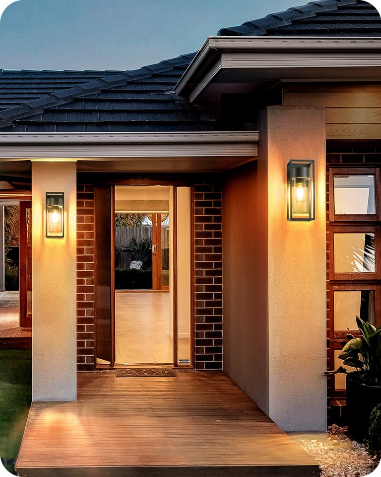 EDISHINE Wandleuchte, ohne Leuchtmittel, Wandbeleuchtung für Hauswand, Terrassenbeleuchtung, Schwarz – Bild 3 von 5