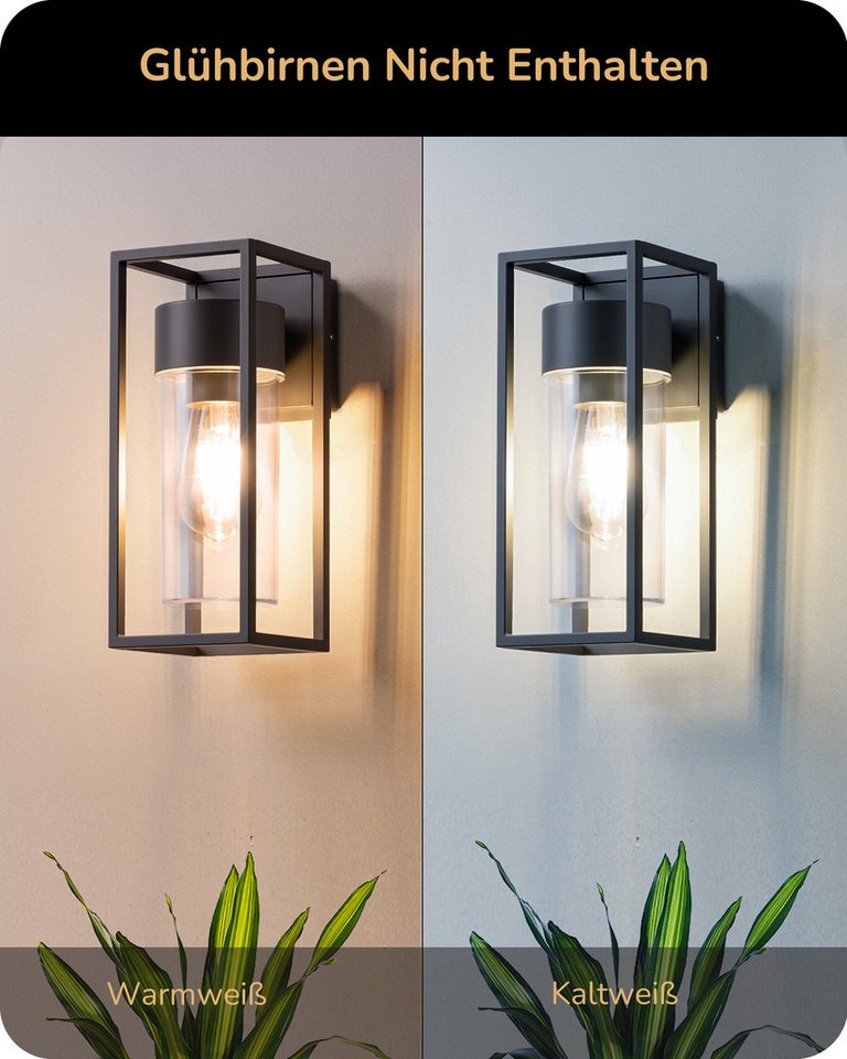 EDISHINE Wandleuchte, ohne Leuchtmittel, Wandbeleuchtung für Hauswand, Terrassenbeleuchtung, Schwarz – Bild 5 von 5