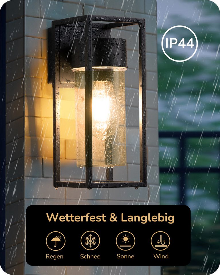 EDISHINE Wandleuchte, ohne Leuchtmittel, Wandbeleuchtung für Hauswand, Terrassenbeleuchtung, Schwarz – Bild 4 von 5