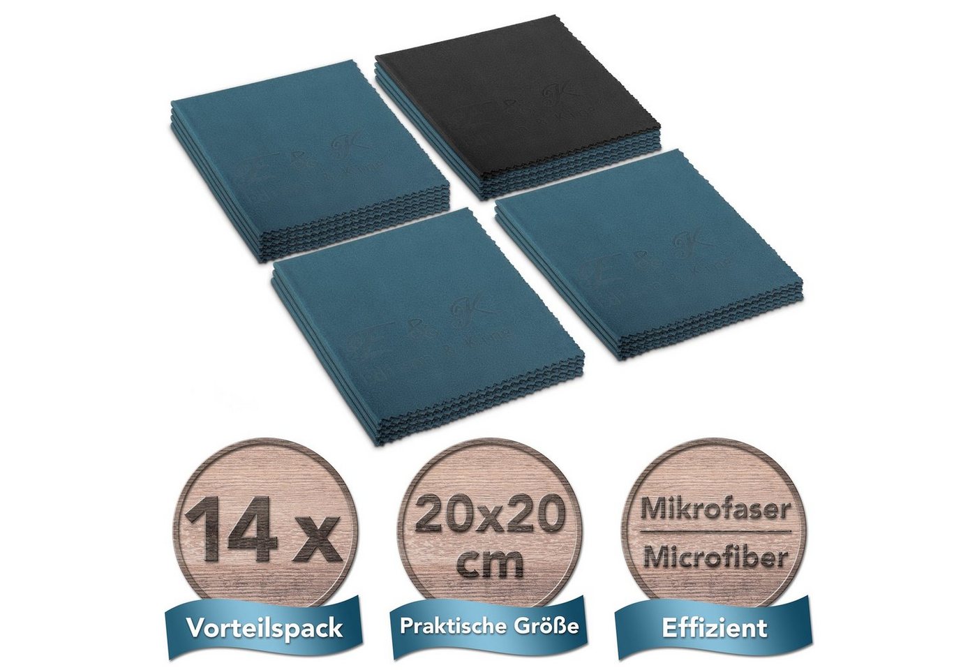 Edison & King Brillenputztuch, Mikrofasertücher Multipack Mikrofasertuch (Microfaser, 20x20 cm, 14er Pack, Optikerqualität) – Bild 4 von 5