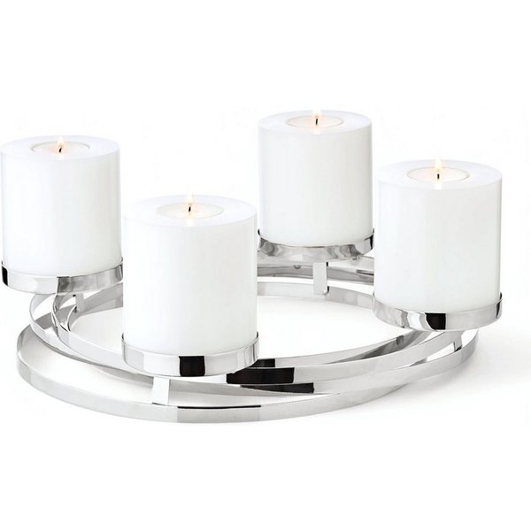 EDZARD Adventskranz Annabel Ø 34 cm Silber-Optik, glänzend, vernickelt