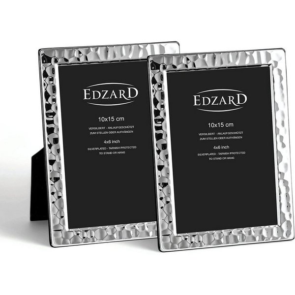 EDZARD Bilderrahmen Pavia 2er-Set (10x15 cm) versilbert und anlaufgeschützt, schwarzer Samtrücken