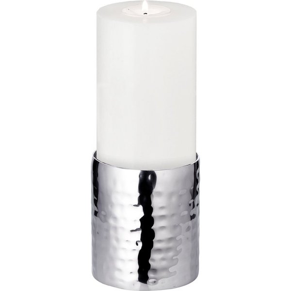 EDZARD Kerzenhalter Agadir (H 10 cm, Ø 8,5 cm) Edelstahl, hochglanzpoliert, gehämmert