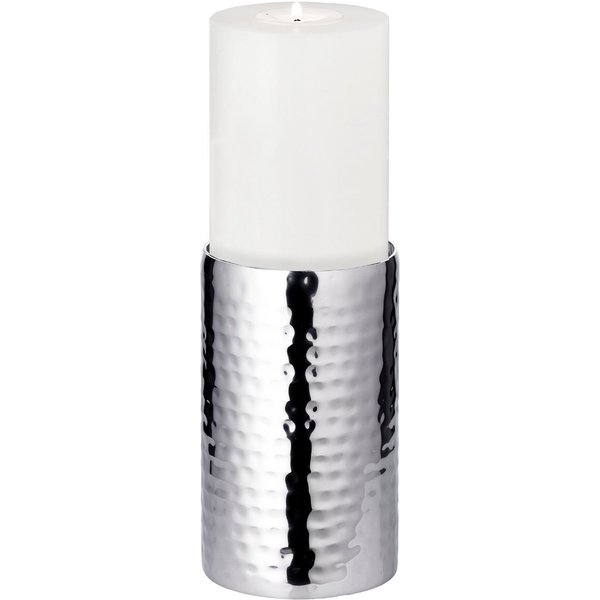 EDZARD Kerzenhalter Agadir (H 15 cm, Ø 8,5 cm) Edelstahl, hochglanzpoliert, gehämmert