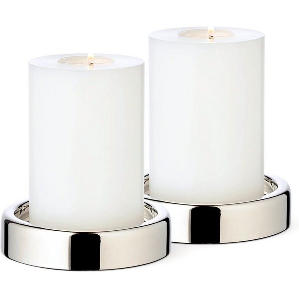 EDZARD Kerzenhalter Sanremo (H 2,5 cm, Ø 10 cm) 2er-Set Sanremo, vernickelt
