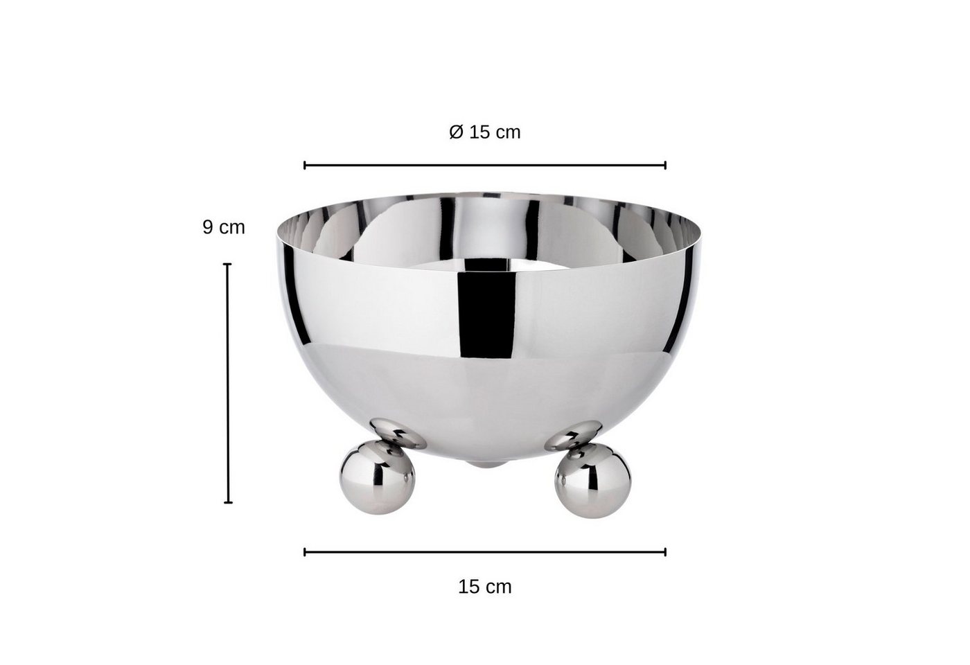 EDZARD Servierschale Chicago (H 9 cm, Ø 15 cm) Silber-Optik, hochglanzpoliert, Edelstahl – Bild 3 von 5