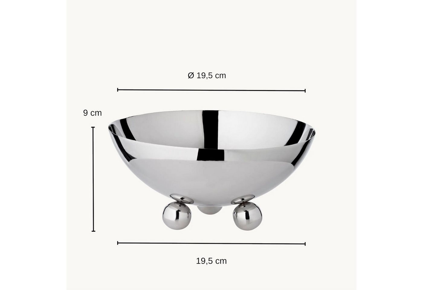 EDZARD Servierschale Chicago (H 9 cm, Ø 19,5 cm) Silber-Optik, hochglanzpoliert, Edelstahl – Bild 3 von 4