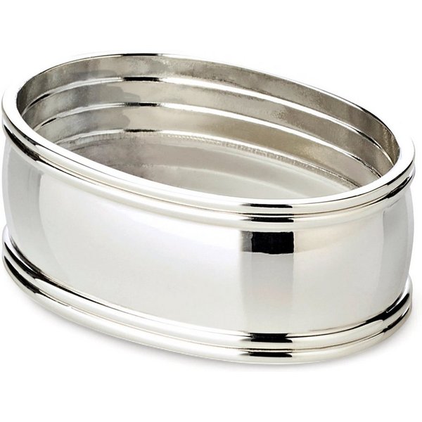 EDZARD Serviettenring Faden (H 2 cm, L 6 cm) 4er-Set, oval, Silber-Optik, vernickelt, Stahl