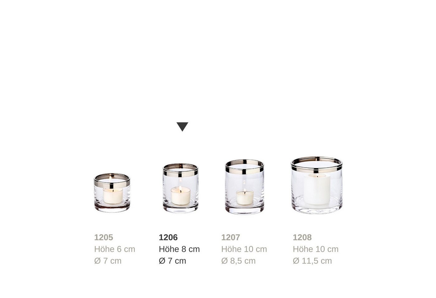 EDZARD Windlicht Molly (H 8 cm, Ø 7 cm) Kristallglas mit Platinrand, für Stumpenkerzen – Bild 3 von 5