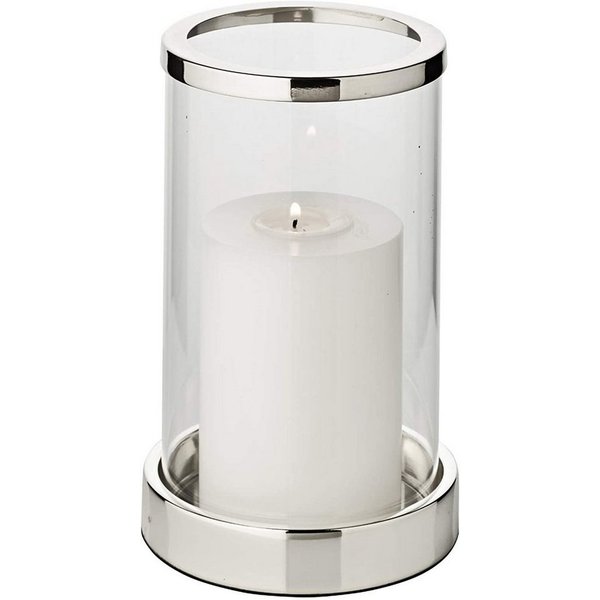 EDZARD Windlicht Sanremo (H 20 cm, Ø 12 cm) Edel versilber mit Anlaufschutz