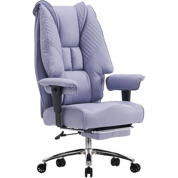 EFOMAO Bürostuhl Ergonomisch, Extra Breit & Stabil bis 180kg, Computerstuhl & Drehstuhl (1 St), Chefsessel Hochlehner mit Fußstütze, Kunstleder Lila
