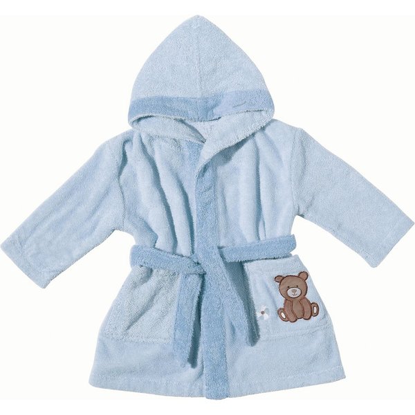 Egeria Babybademantel Teddy Bear, Langform, Walkfrottee, Kapuze, Gürtel, mit Kapuze und kleiner Stickerei, Organic Cotton